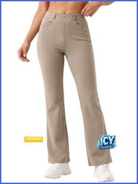 Women's Flare Work Pants Casual Dress Yoga Pants Mid Rise Bootcut 30 Inseam